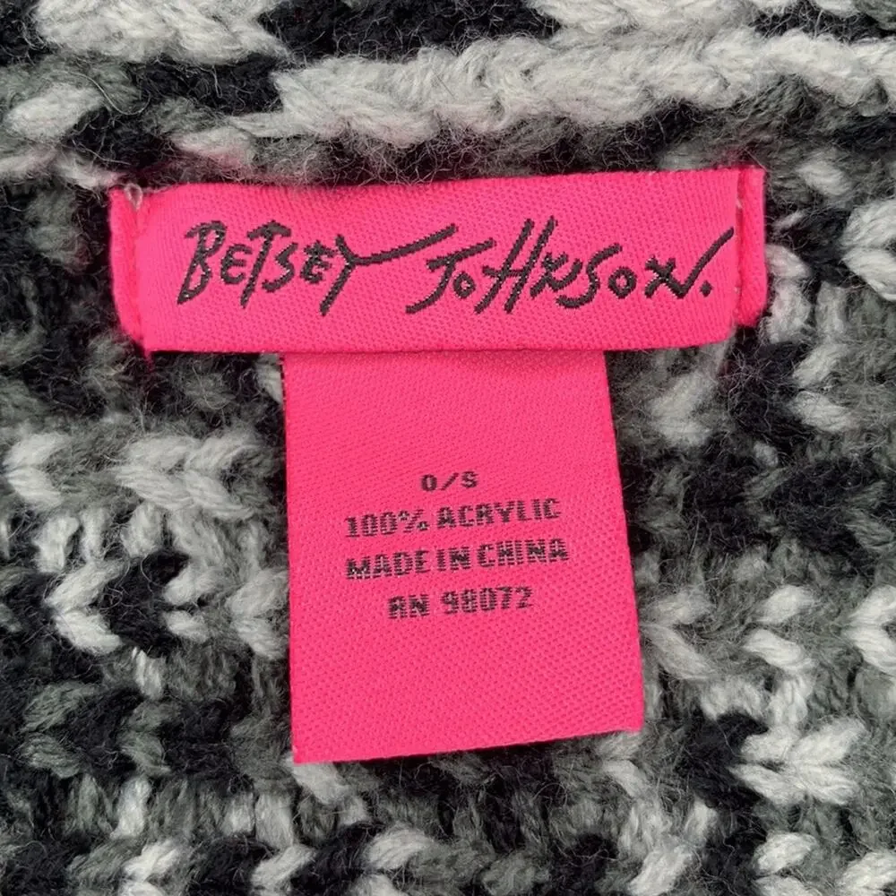 Betsey Johnson Animal Print Infinity Scarf Gray and Black Fine Knit